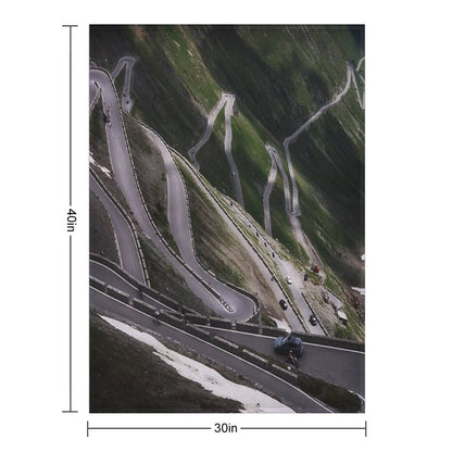 Stelvio Pass Winding Road, Italian Alps Throw Blanket