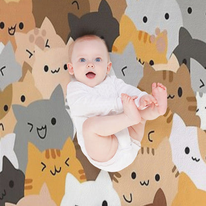 Sweet Happy Cub Kittens - Cats Pattern Throw Blanket