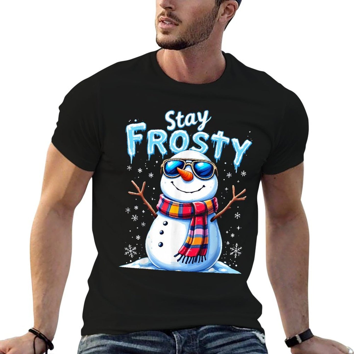Snowman Stay Frosty Funny Christmas  Graphic-printed T-Shirt