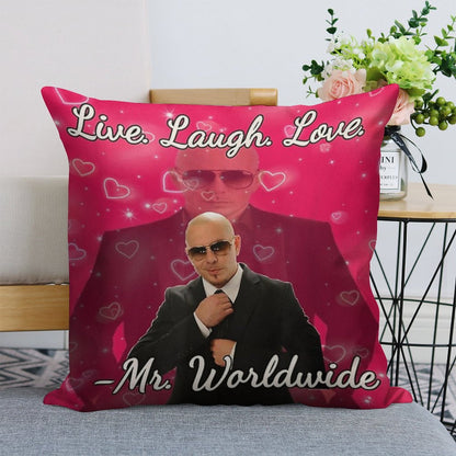 Mr Worldwide Pitbull Valentine Linen Throw Pillow Cover