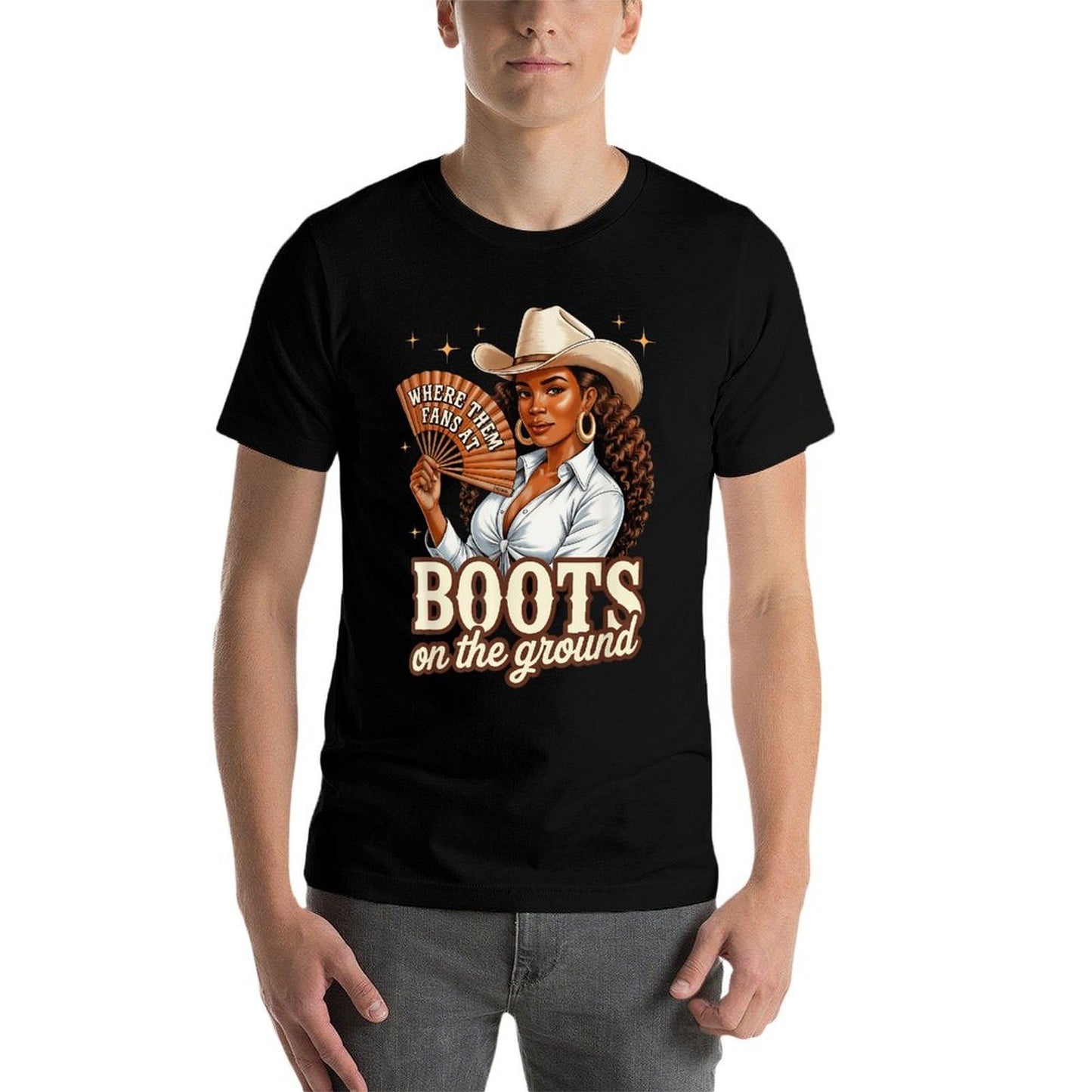 Boots On Ground Juneteenth Cowgirl Western Rodeo Black Women  Easy-care T-Shirt