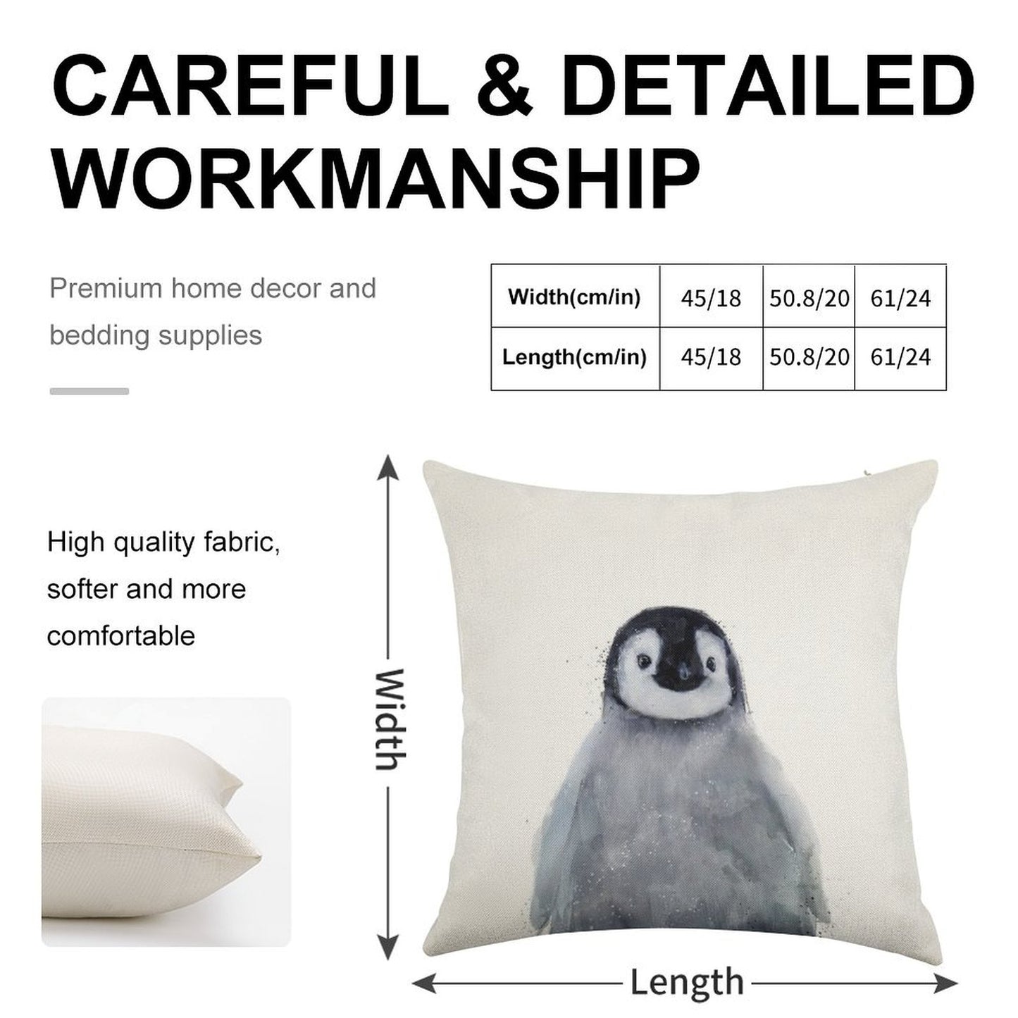 Little Penguin Linen Throw Pillow Cover