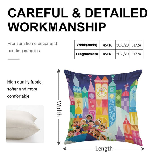 Small World Fantasyland Linen Throw Pillow Cover