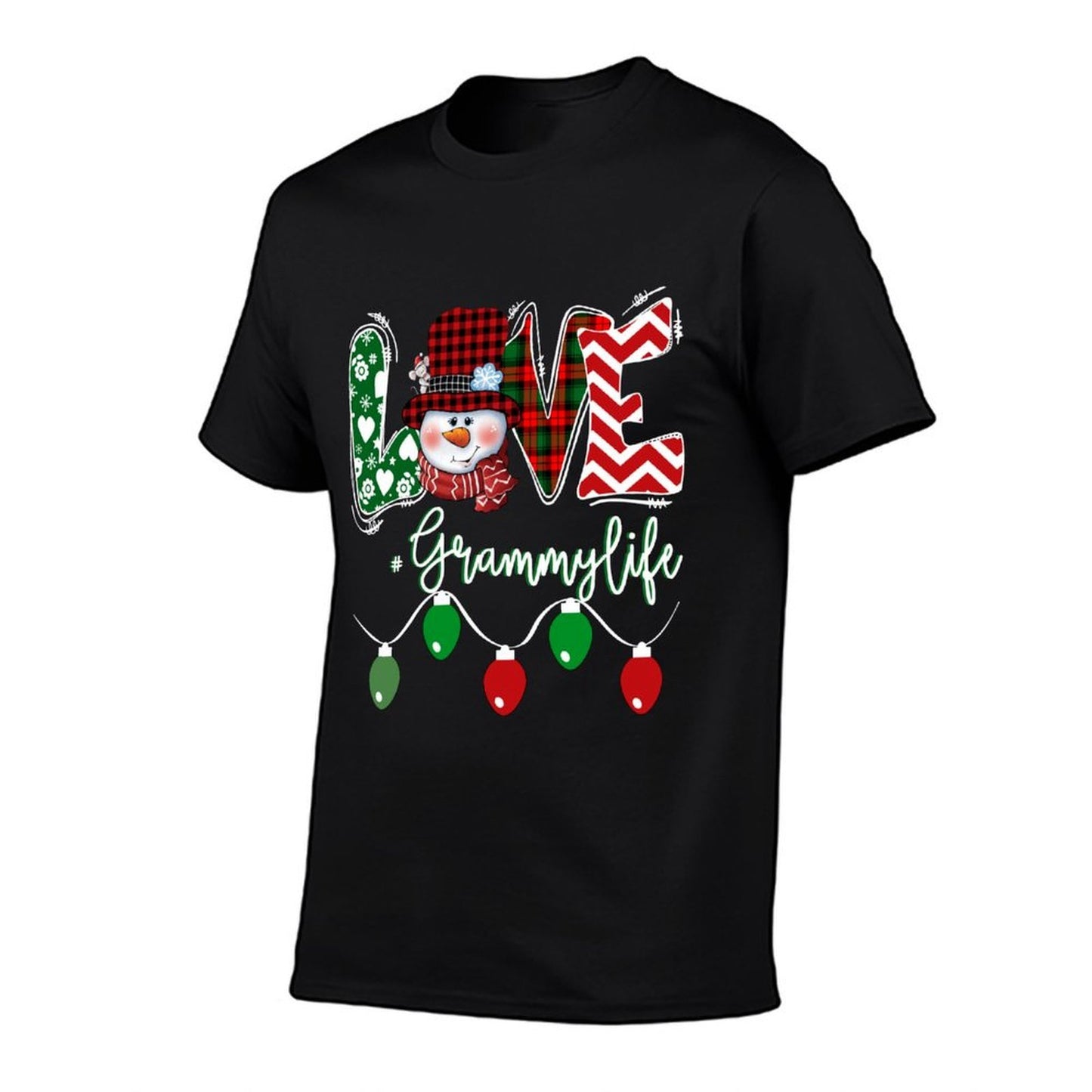 Grammy Snowman Love Grammy Life Christmas Red Plaid  Graphic-printed T-Shirt