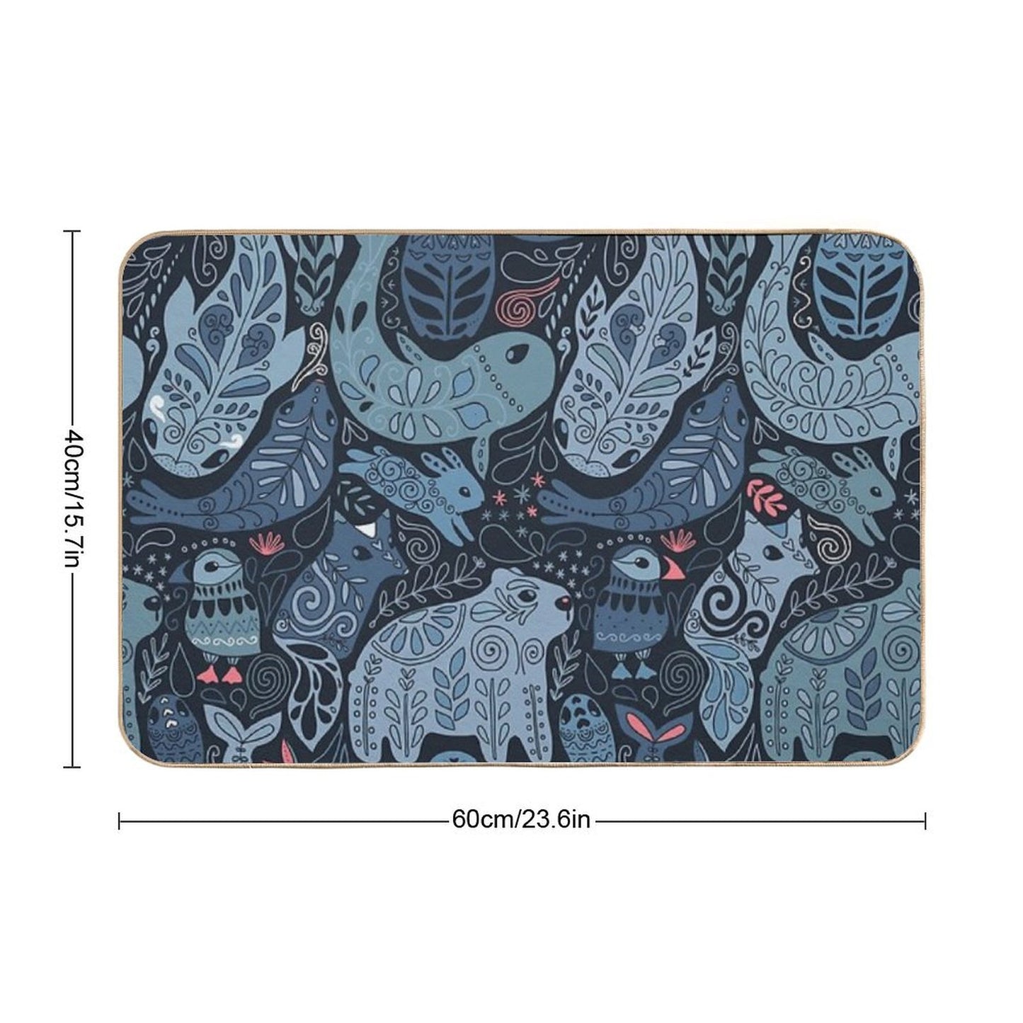 Arctic Animals. Narwhal, Polar Bear, Whale, Puffin, Owl, Fox, Bunny, Seal. Bath Mat