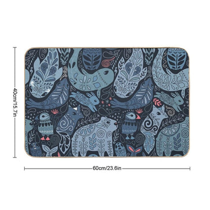 Arctic Animals. Narwhal, Polar Bear, Whale, Puffin, Owl, Fox, Bunny, Seal. Bath Mat