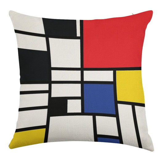 De Stijl #1 Linen Throw Pillow Cover