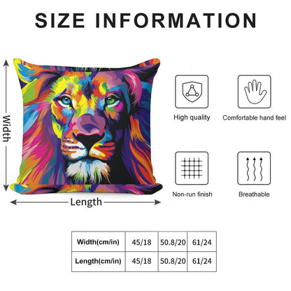 Banksy Rainbow Lion Graffiti Pop Art Painting Soft Short Plush Fabric Throw Pillow