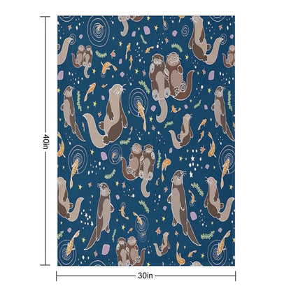 Sea Otters at Night Throw Blanket