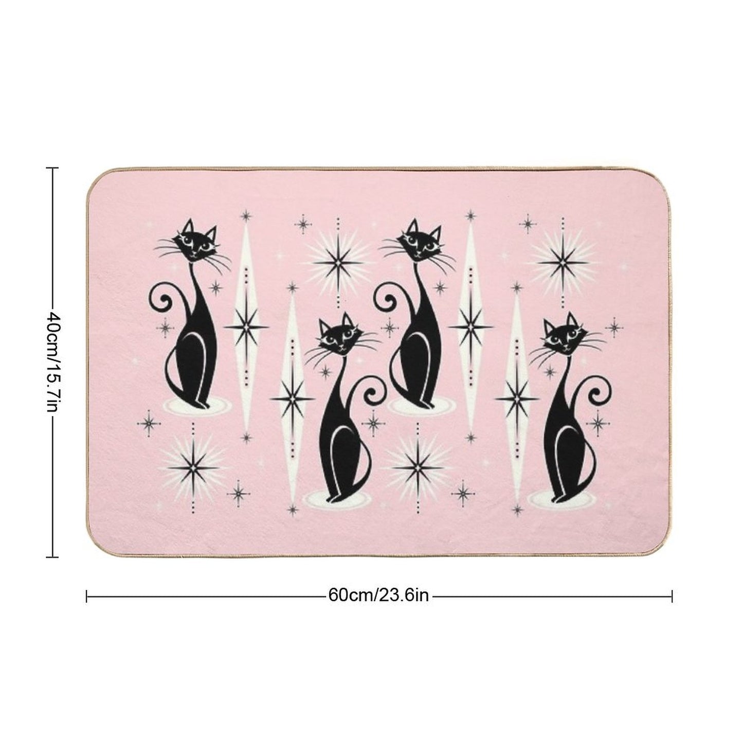 Mid Century Meow Retro Atomic Cats LG ©studioxtine Bath Mat