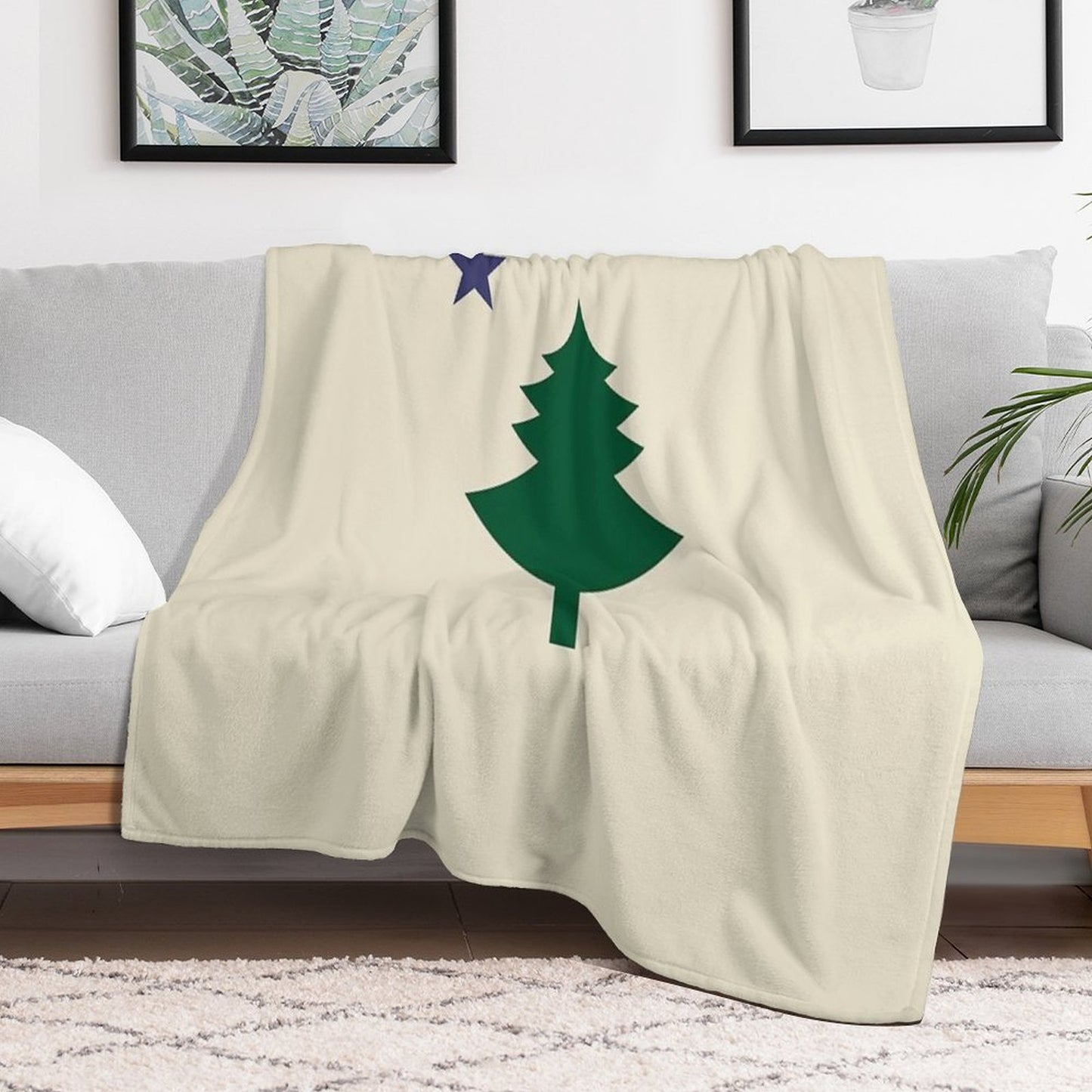 Old Original 1901 Maine State Flag with Pine Tree And Star Throw Blanket