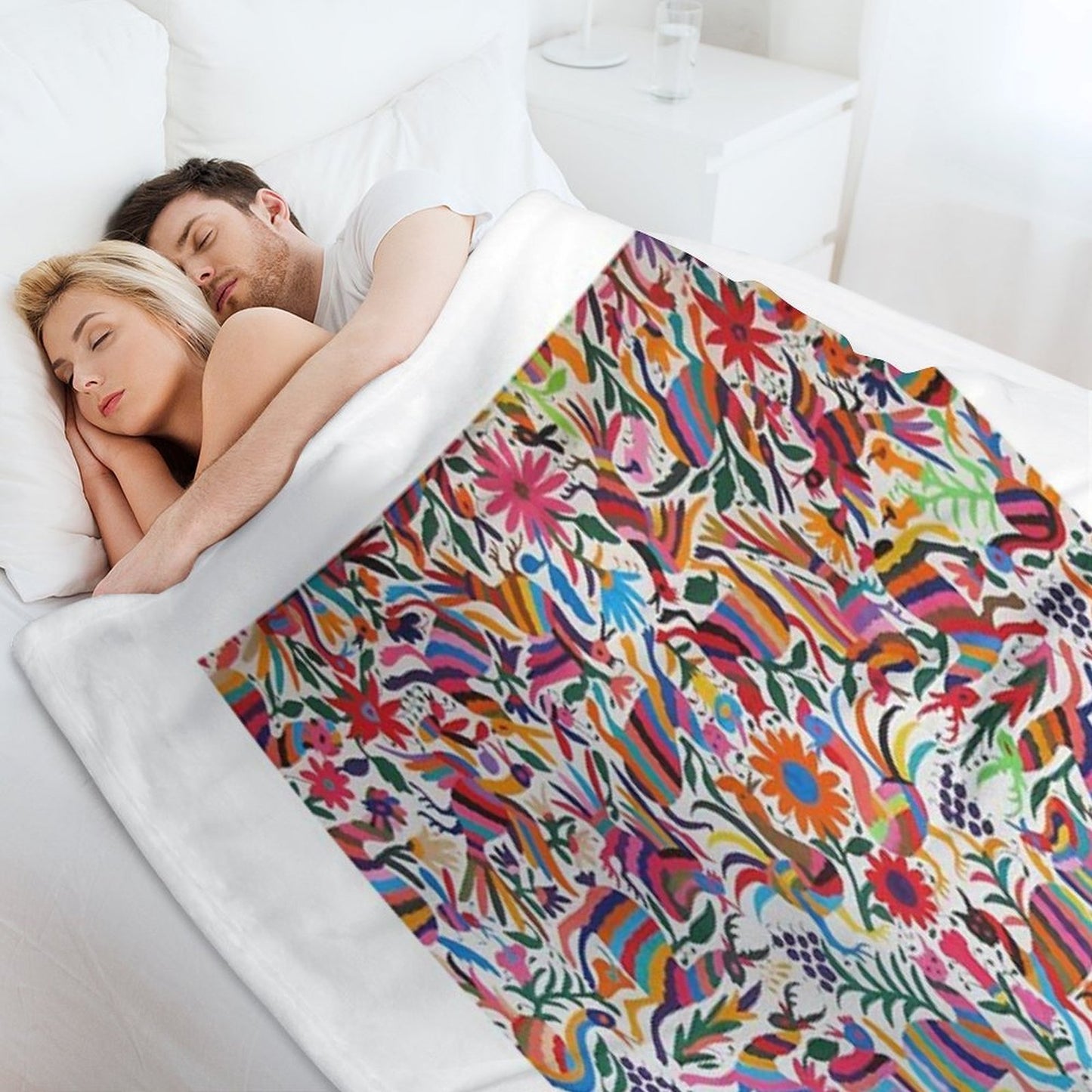 Otomi Fabric Mexico Art Throw Blanket