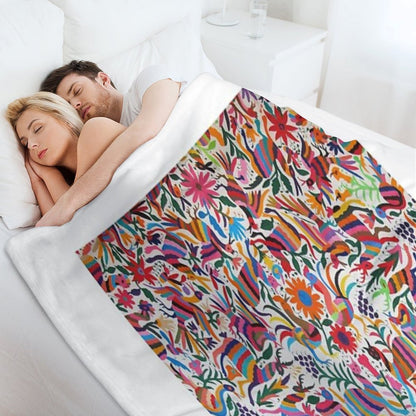 Otomi Fabric Mexico Art Throw Blanket