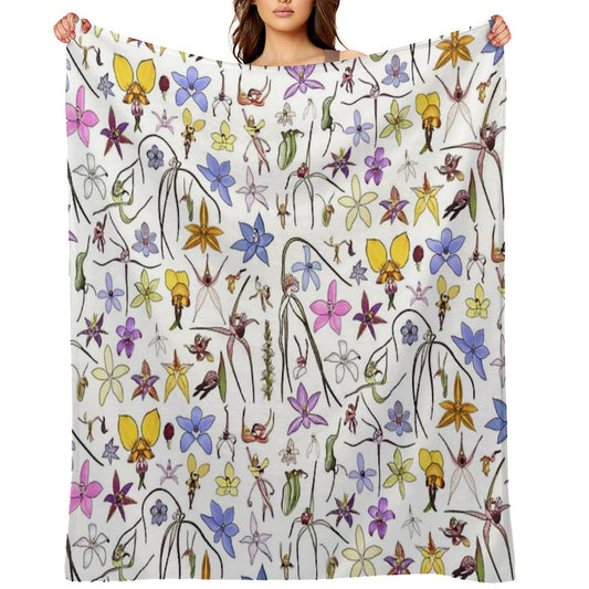 Australian Orchids Throw Blanket