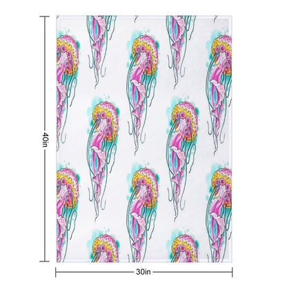 Floral Jellyfish Watercolour Throw Blanket
