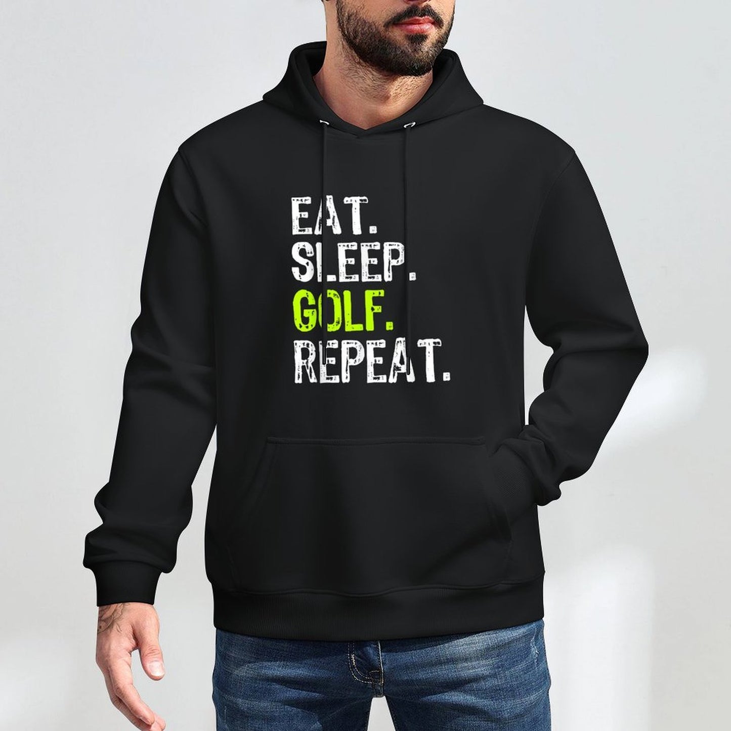 Eat Sleep Golf Repeat Golfer Golfing Funny Shrink-Resistant Hoodie