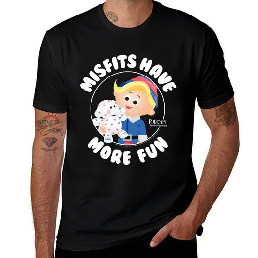 Rudolph Misfits Have More Fun Hermey Retro Christmas  High-quality Stitching T-Shirt