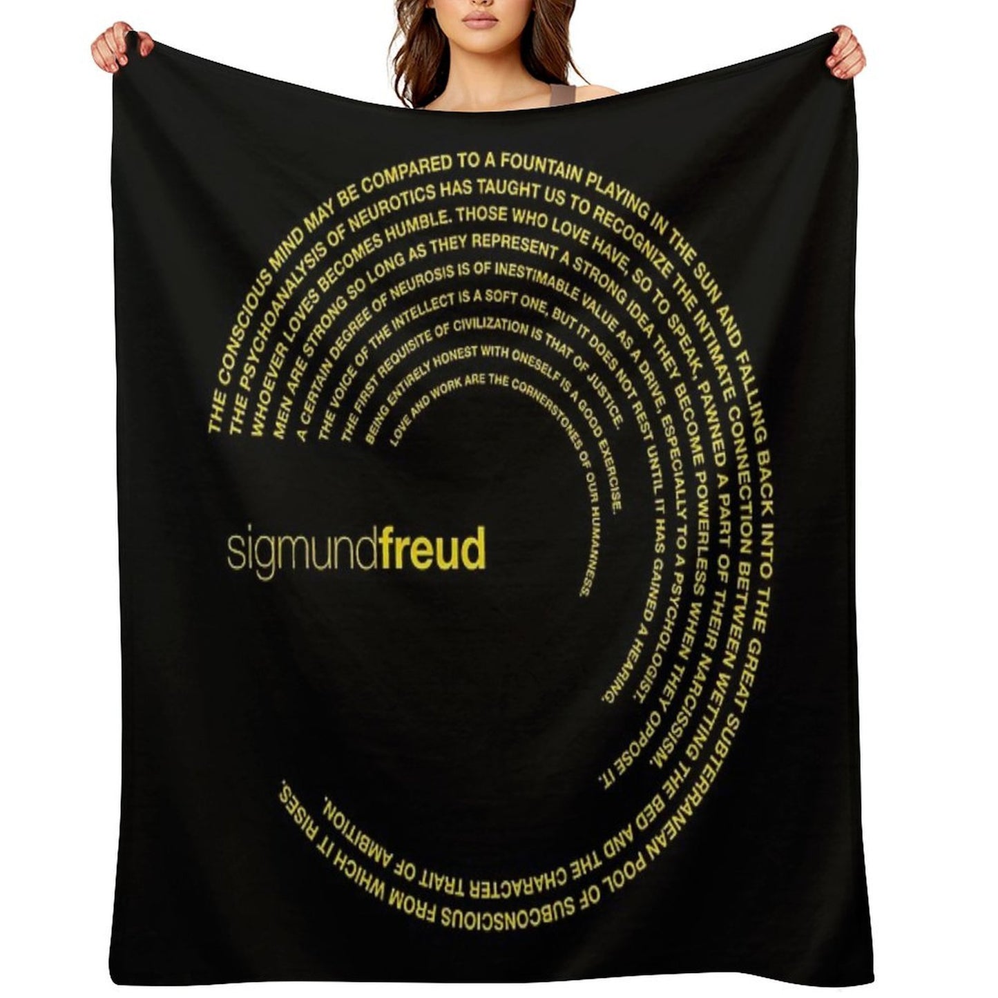 Sigmund Freud Quotes. (gold) Throw Blanket