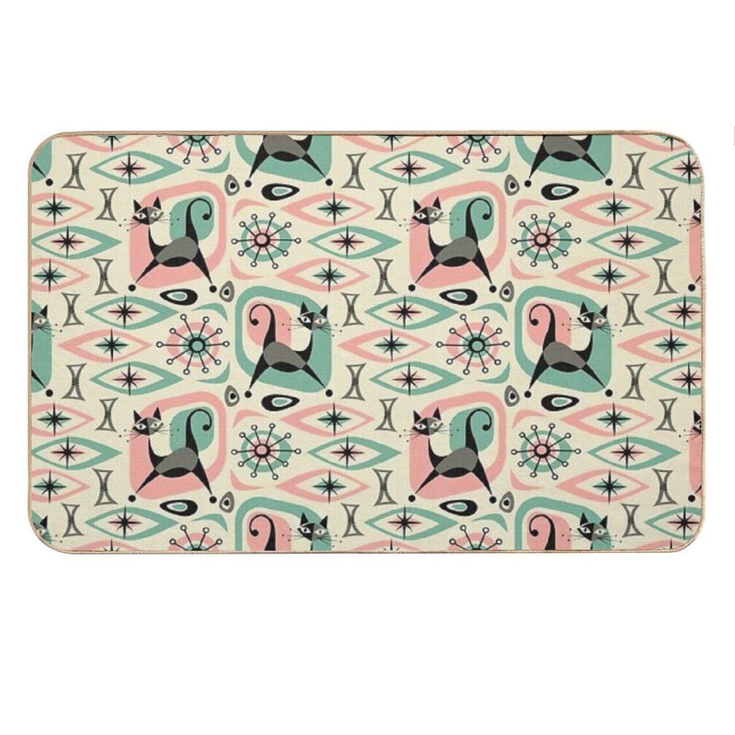Mid Century Cat Abstract Bath Mat