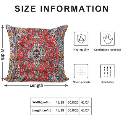 Red Blue Sarouk Persian Carpet Print Soft Durable Construction Throw Pillow