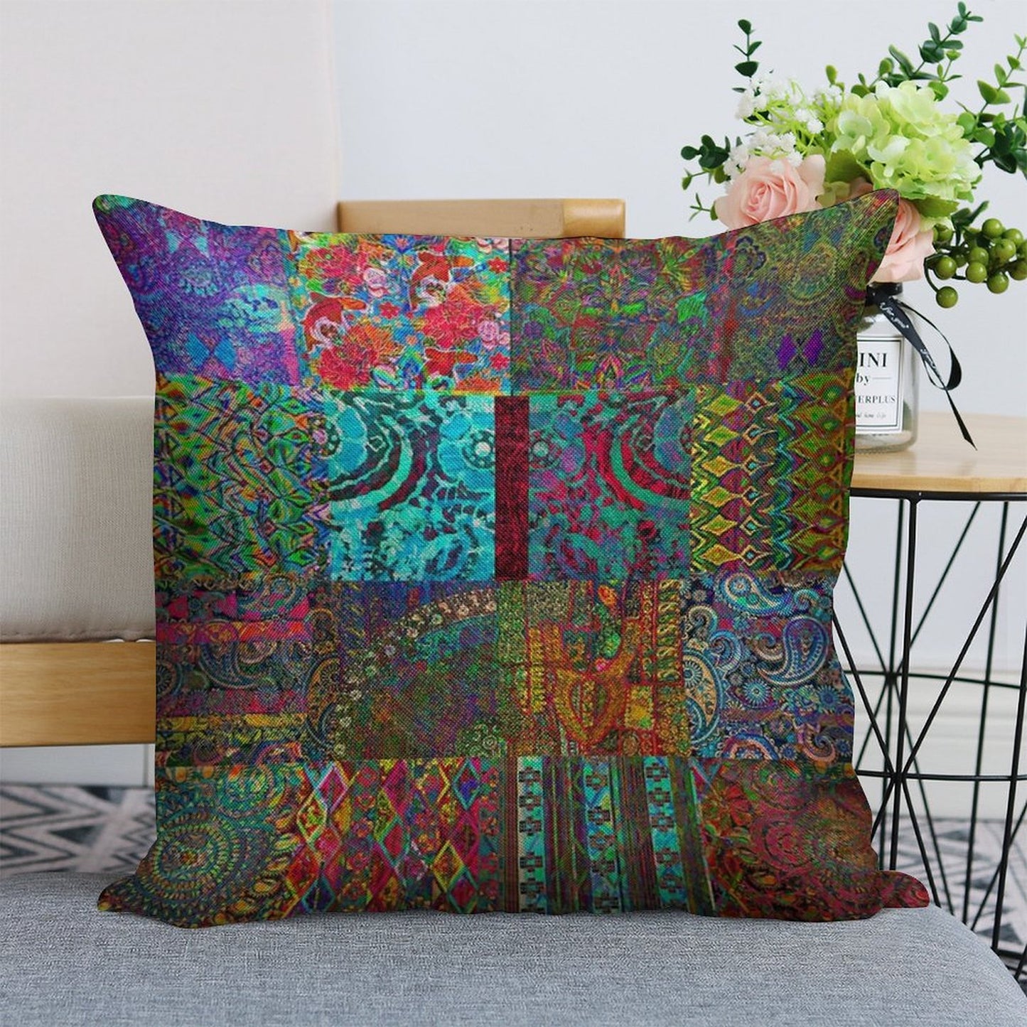 Bohemian Wonderland Linen Throw Pillow Cover
