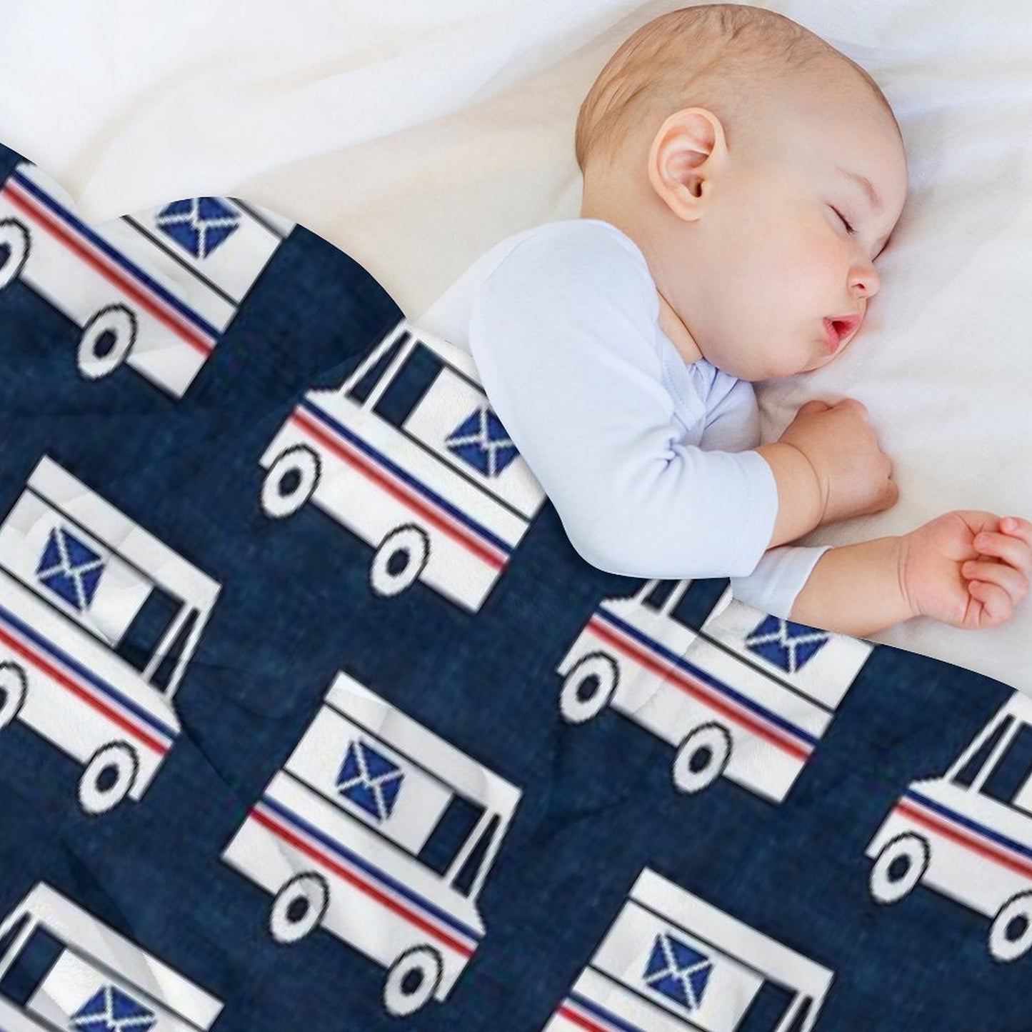 Mail Trucks - Blue Throw Blanket
