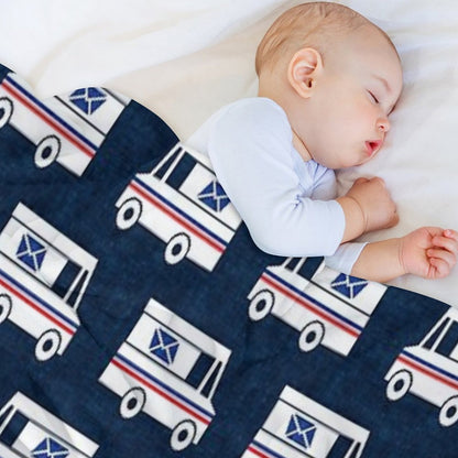 Mail Trucks - Blue Throw Blanket