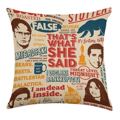 All The Best Quotes from The Office - That's What She Said! Linen Throw Pillow Cover