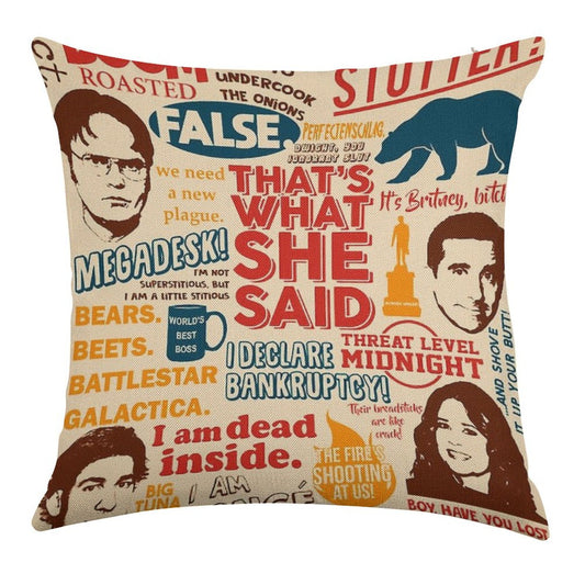 All The Best Quotes from The Office - That's What She Said! Linen Throw Pillow Cover