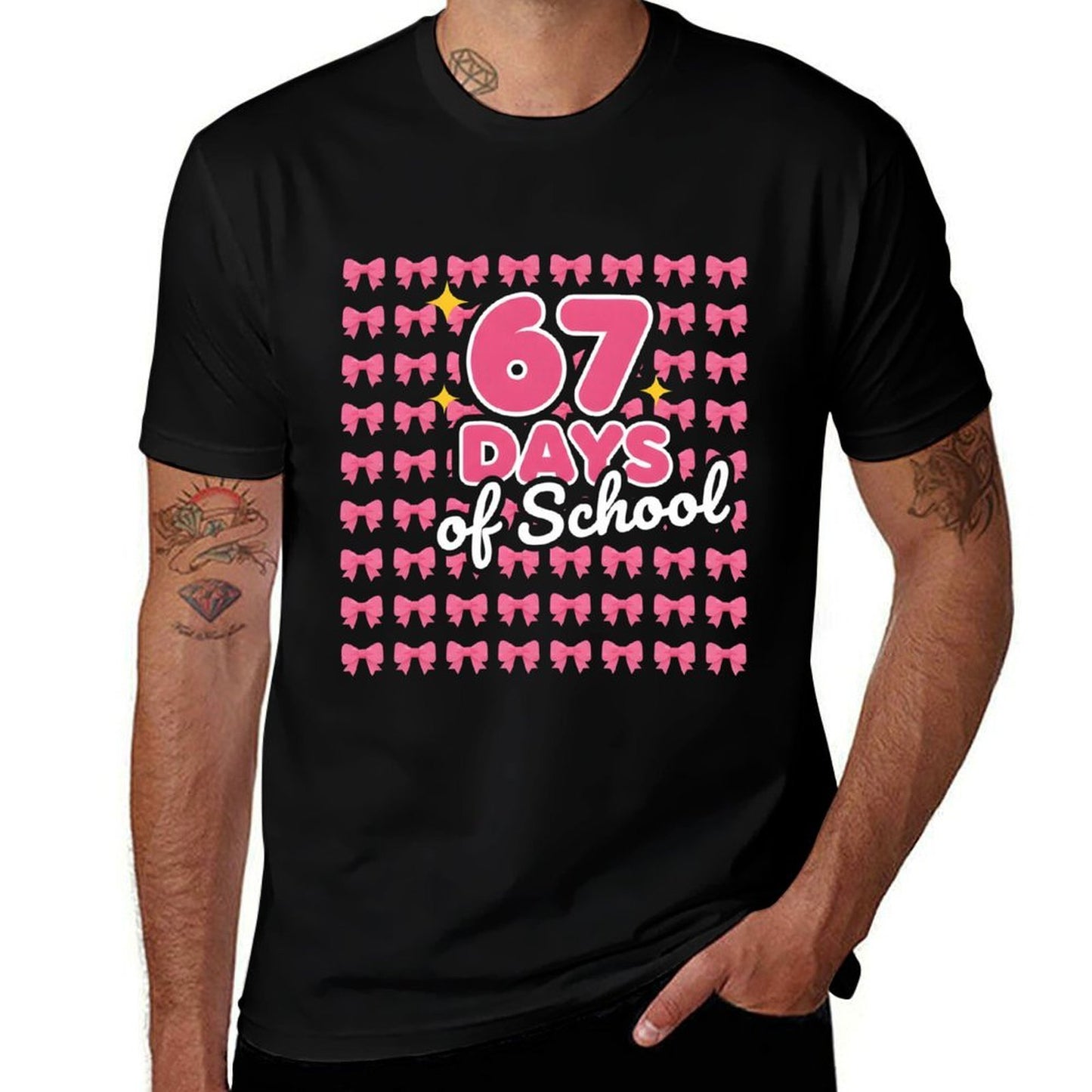 67 Days of School Bow Girls Teachers 67 Meme Humor Funny 6 7  Affordable Price T-Shirt