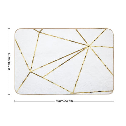 Gold Lines Polygonal Minimalist White Bath Mat