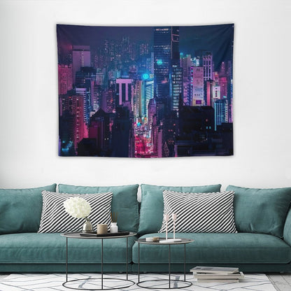 Neon City Aesthetic Tapestry