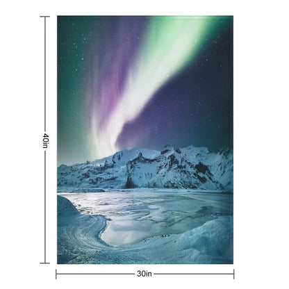 Aurora Borealis on Jokulsarlon - Iceland Throw Blanket