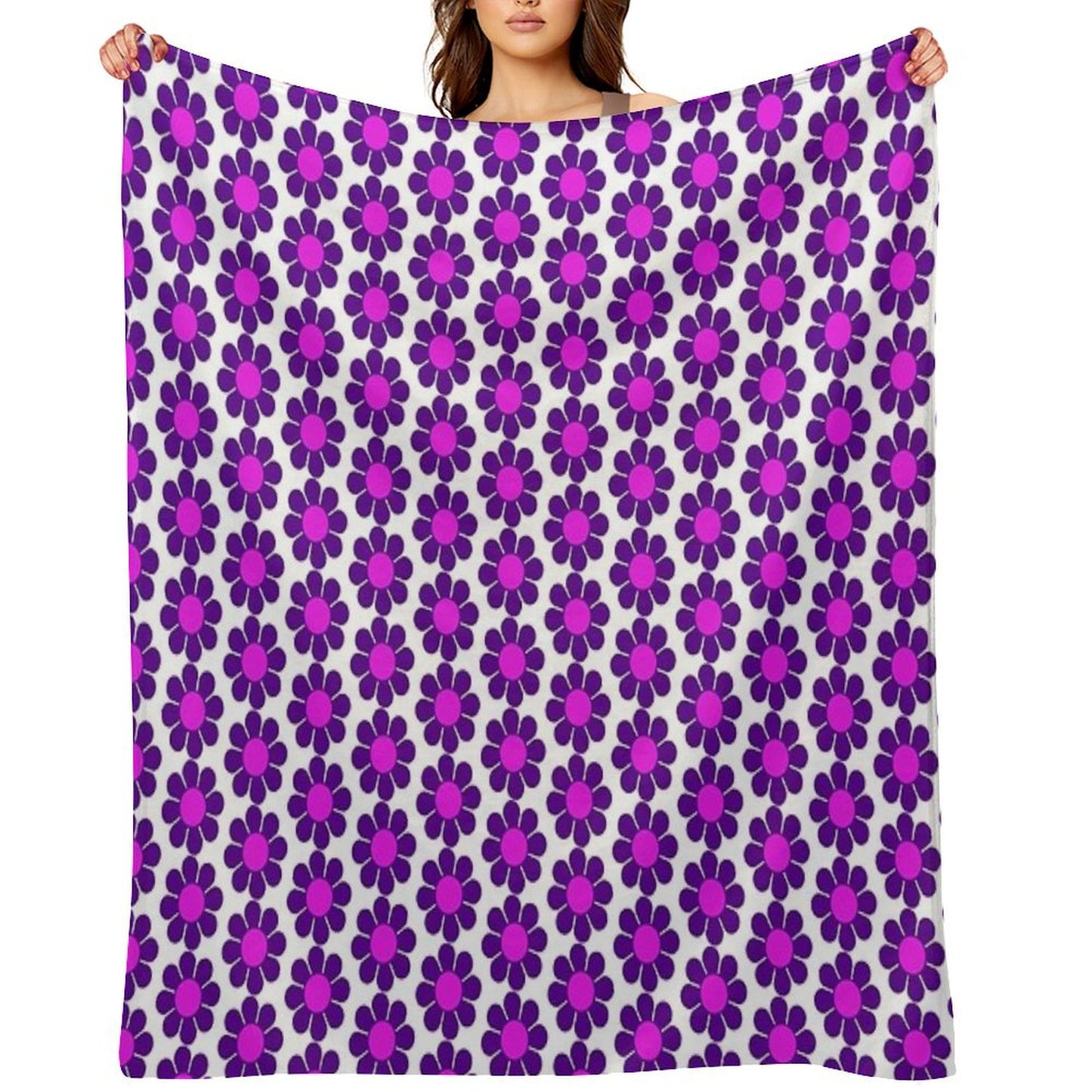Purple Pink Hippy Flower Daisy Throw Blanket