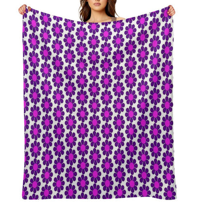 Purple Pink Hippy Flower Daisy Throw Blanket
