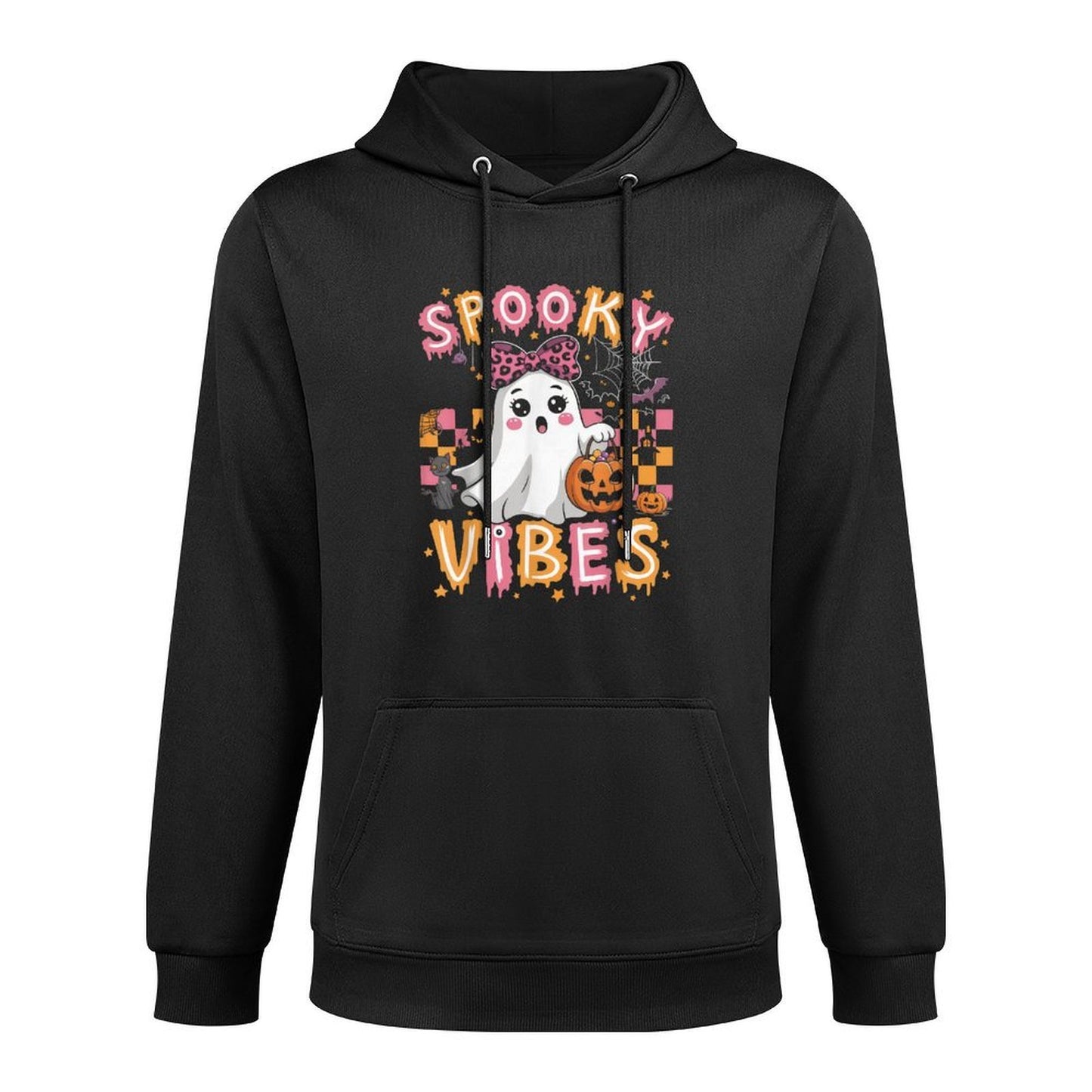 Groovy Spooky Vibes Cute Boo Ghost Halloween Costumes Girls Breathable Fabric Hoodie