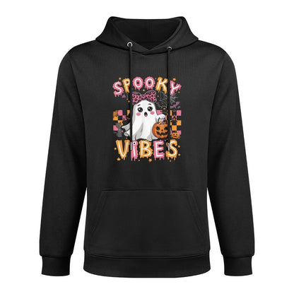 Groovy Spooky Vibes Cute Boo Ghost Halloween Costumes Girls Breathable Fabric Hoodie