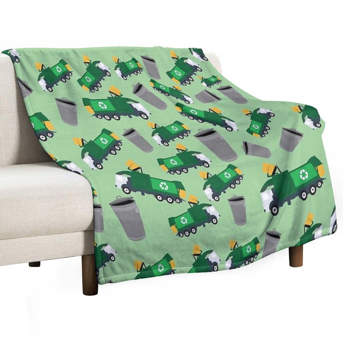 Recycling Garbage Truck Pattern Throw Blanket