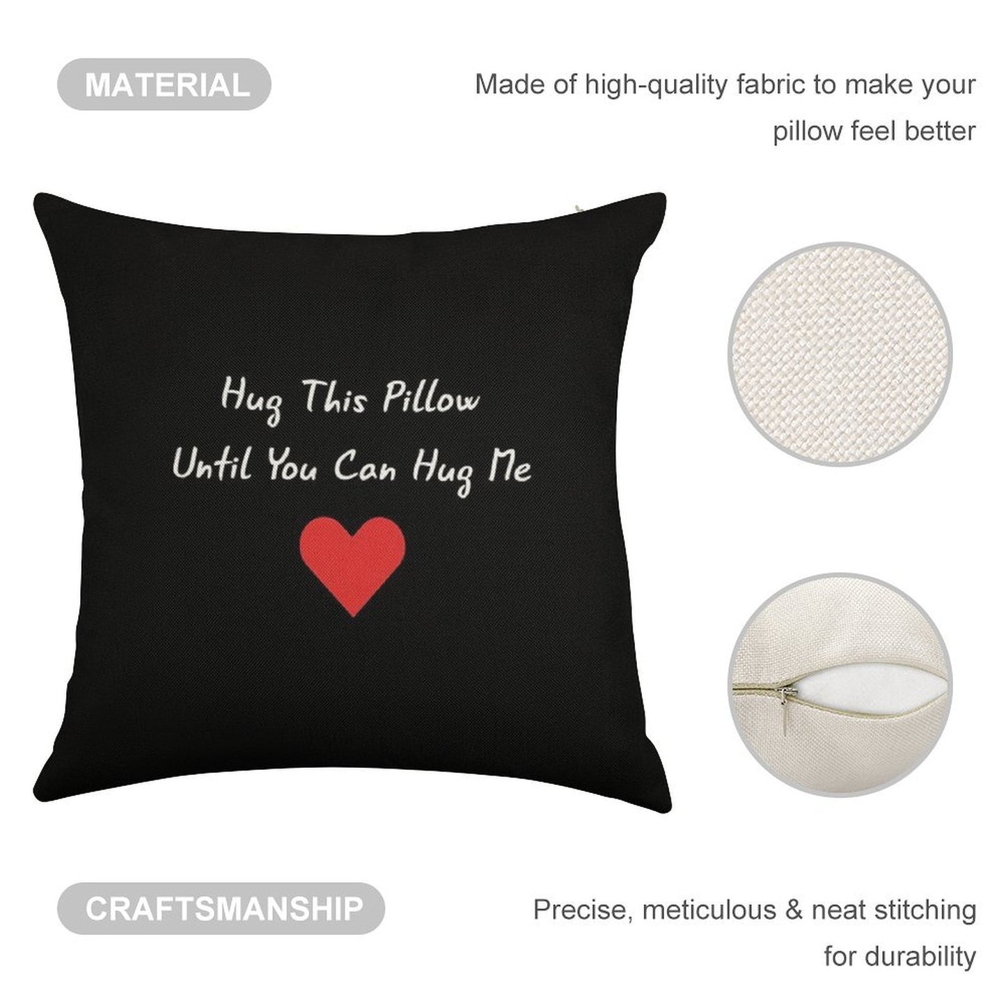 Long Distance Relationship Hug This Pillow Until You Can Hug Me Linen Throw Pillow Cover