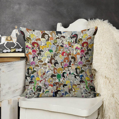 103 Faces of Roger The Alien Linen Throw Pillow Cover