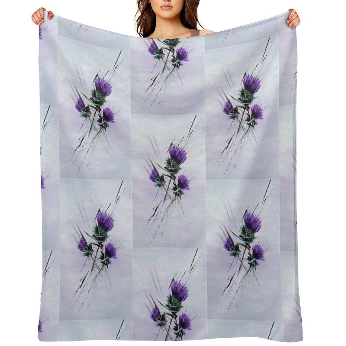 Scottish Thistles Artwork in A Contemporary Style Throw Blanket