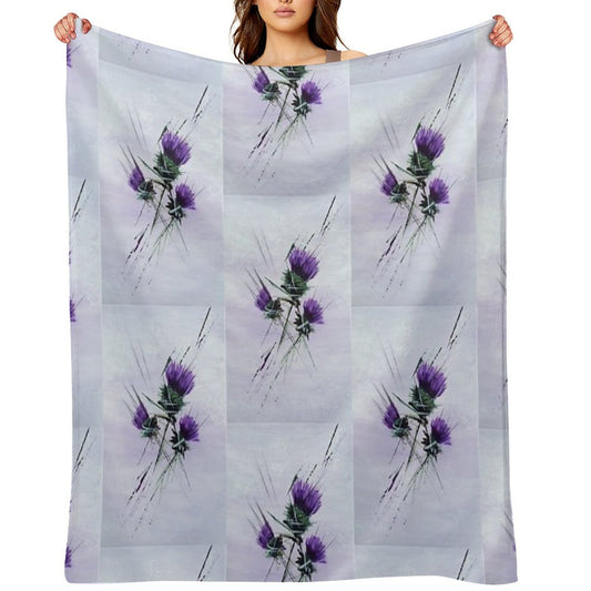 Scottish Thistles Artwork in A Contemporary Style Throw Blanket