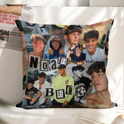Noah Beck Collage Linen Throw Pillow Cover