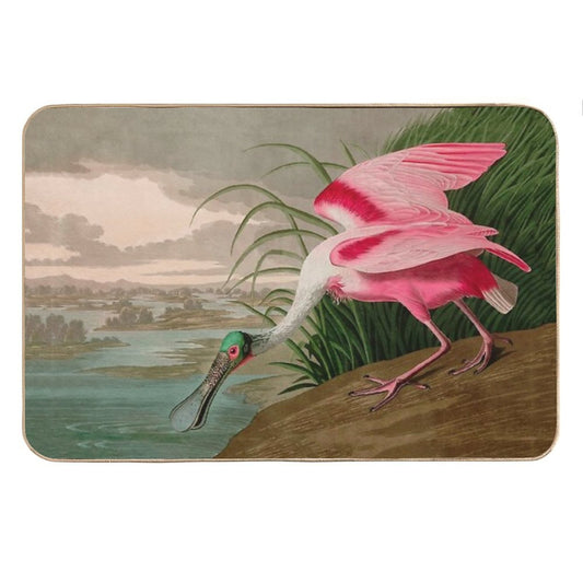 Roseate Spoonbill Birds of America Audubon Illustration Bird Lovers Gift Bath Mat
