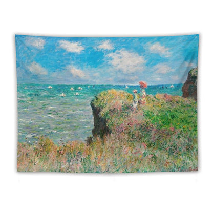 1882-Claude Monet-Cliff Walk at Pourville-66 X 82 Tapestry