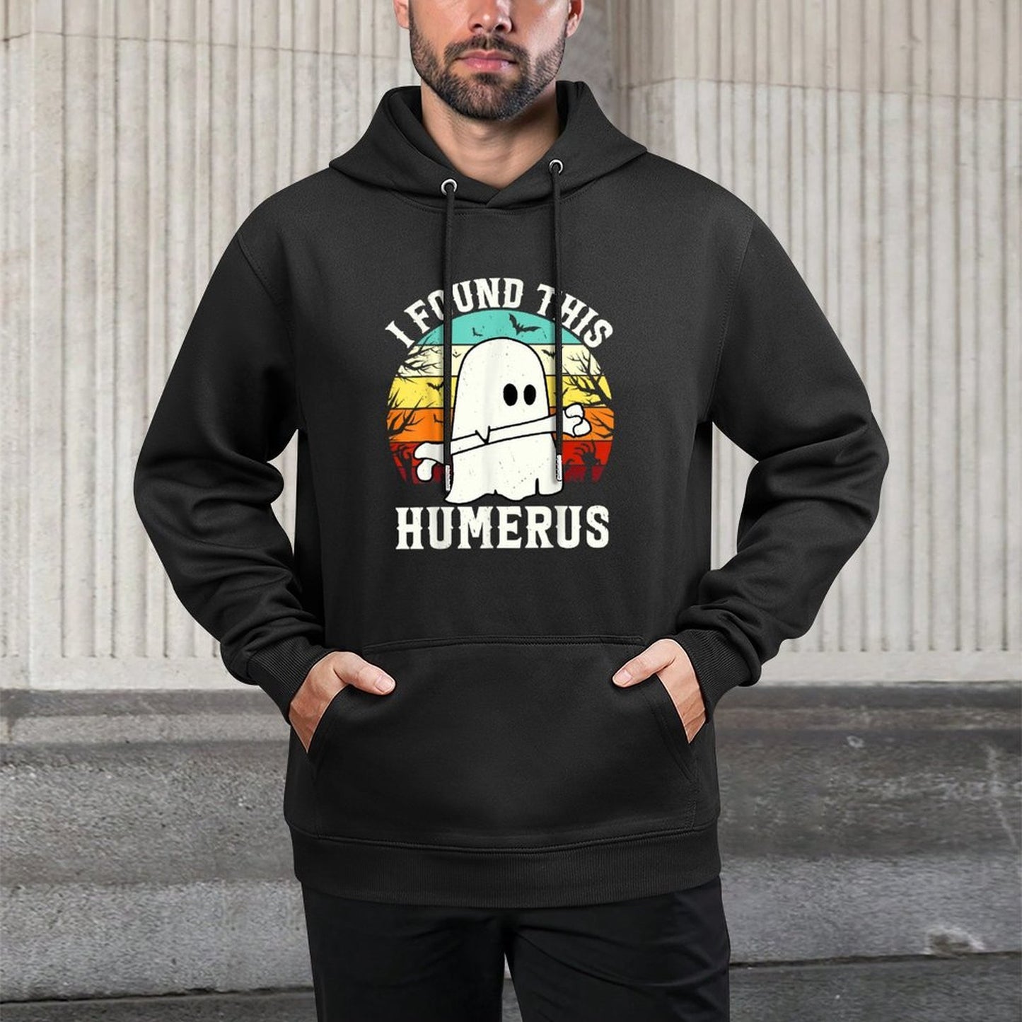 Funny Halloween I Found This Humerus Ghost Bone Halloween Relaxed Fit Hoodie