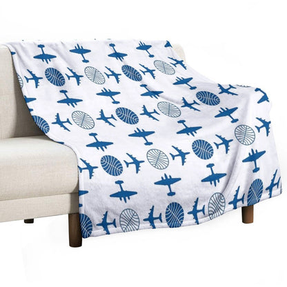 Pan Am Plane Icon Pattern Throw Blanket