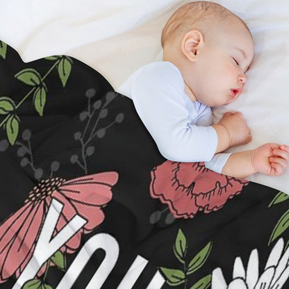 You Go Girl with Florals Throw Blanket