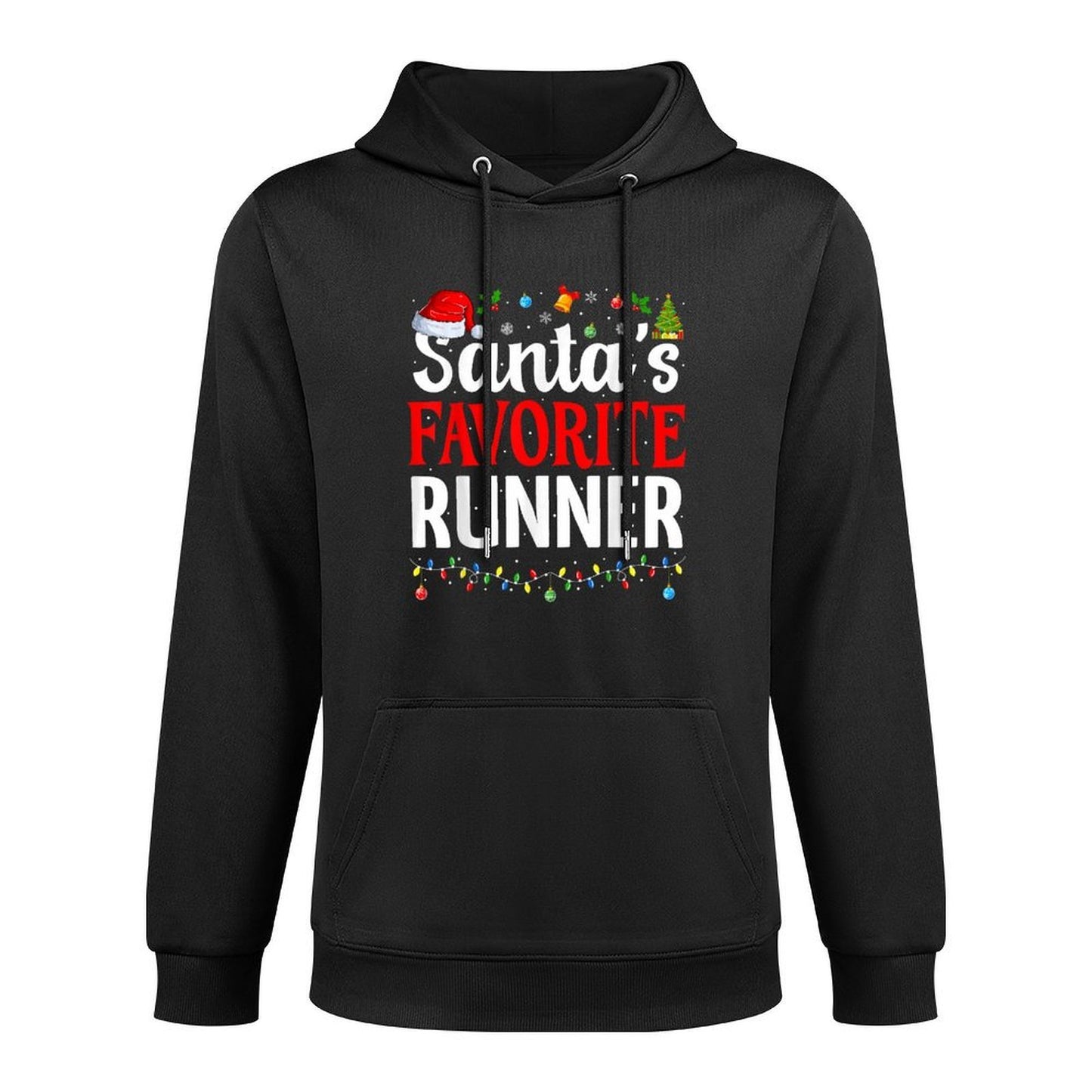 Santa’s Favorite Runner Xmas Funny Runners Christmas Running Machine Washable Hoodie