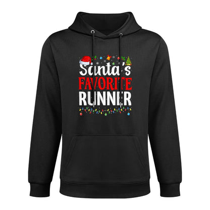 Santa’s Favorite Runner Xmas Funny Runners Christmas Running Machine Washable Hoodie